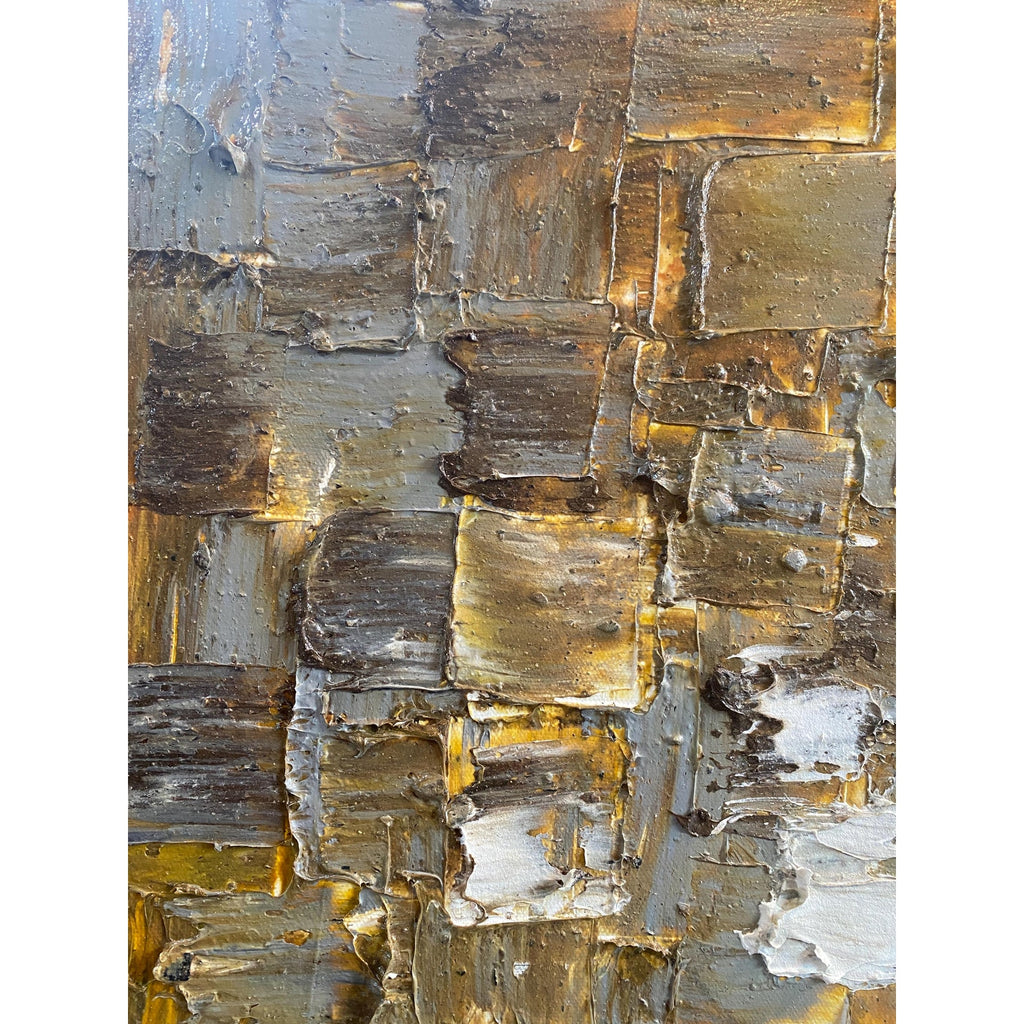 ORIGINAL Heavy Textured Large Abstract Minimalist painting Neutral Beige Gray Squares Geometric 60"x20" Palette knife Art- by Susanna Shap