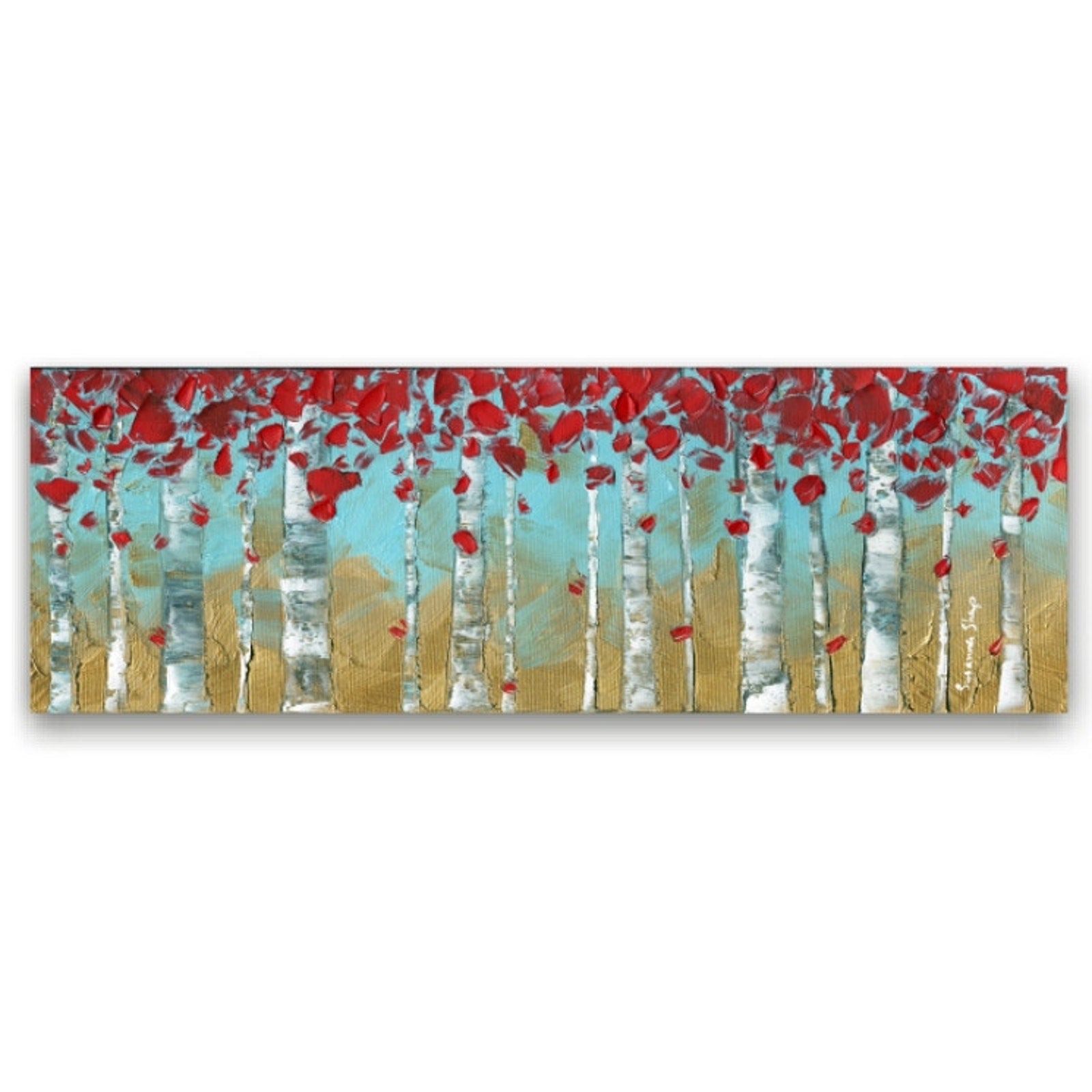 landscape Art Birch Trees art Panoramic Abstract Wall Art Canvas PRINT Trees