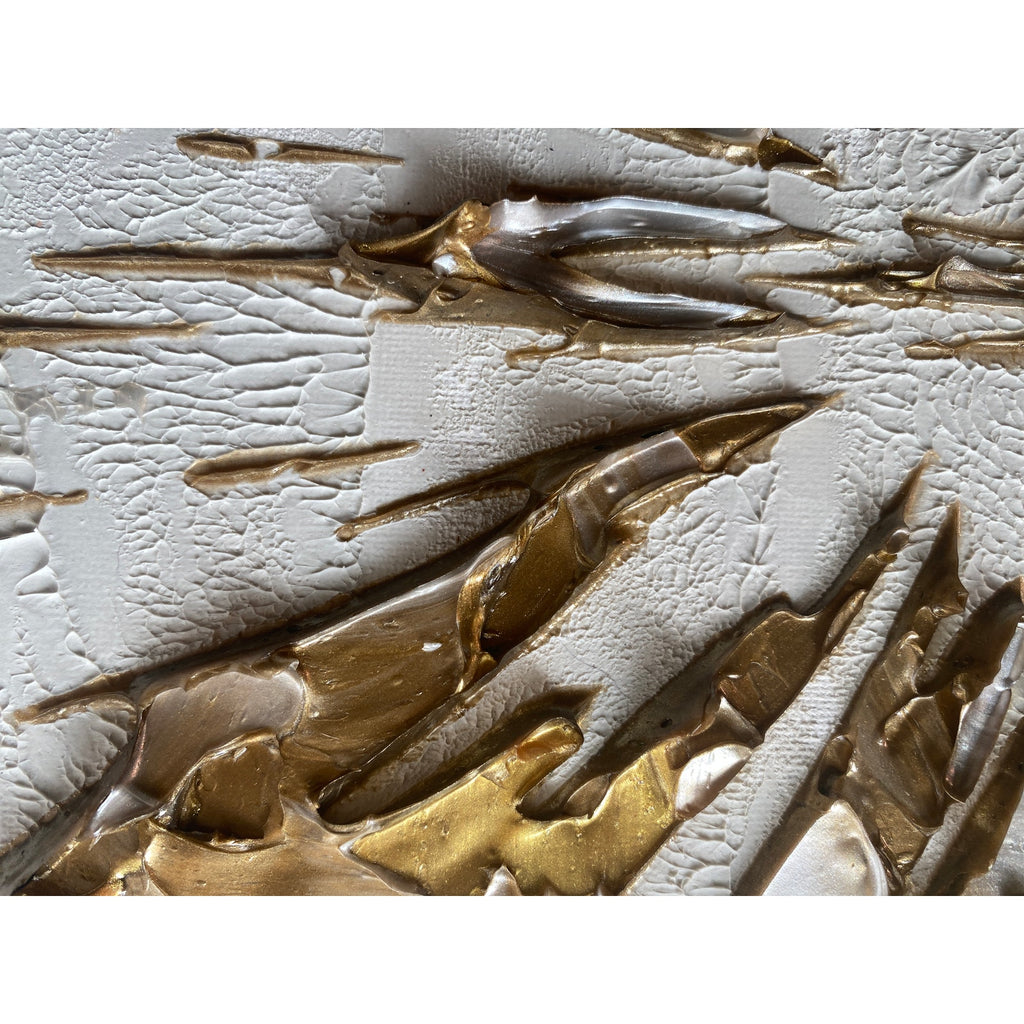 Butterfly Fairy ORIGINAL Art Abstract White & Gold Textured painting, HandMade Artwork Canvas wall art  16x20"