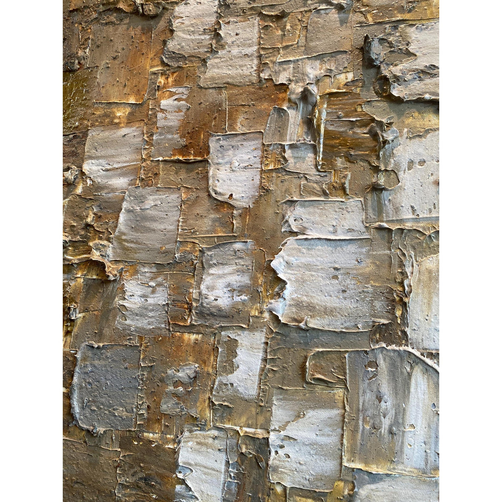 ORIGINAL Minimalist Large Abstract painting Neutral Beige Gray Squares Geometric Heavy Textured 36"x36" Palette knife Art- by Susanna Shap