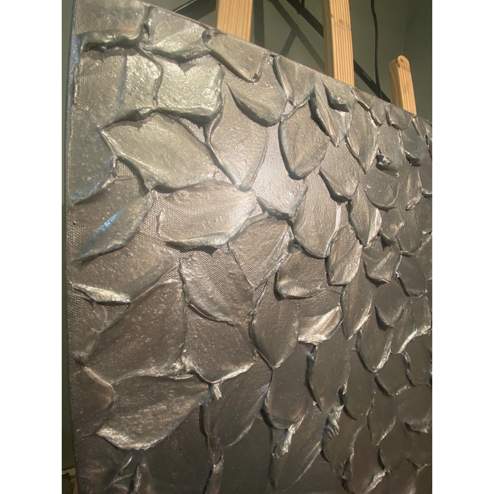 ORIGINAL Textured Silver Painting Abstract , Impasto Art on Canvas, 20x20 Susanna Shap