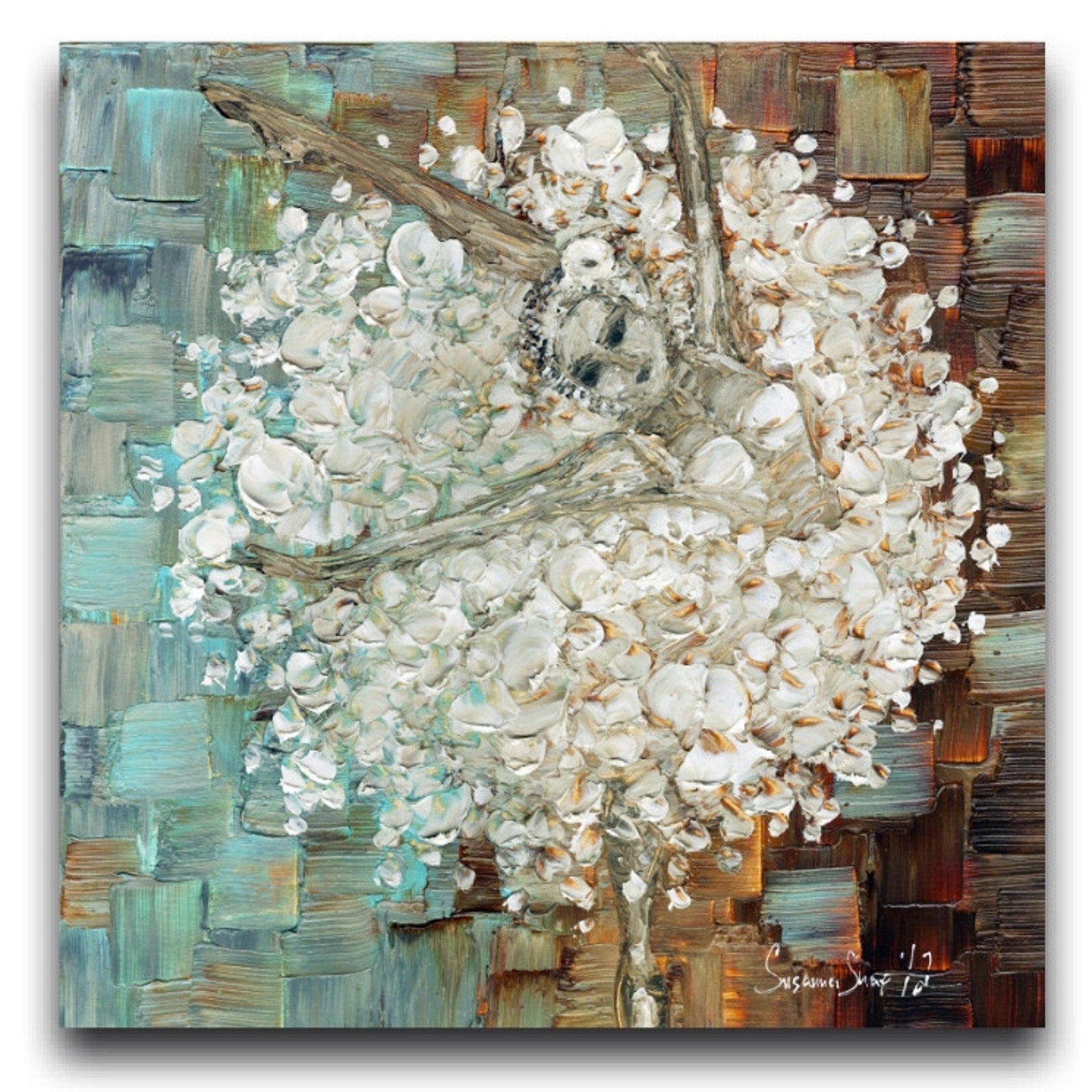 ballerina Wall Art Abstract canvas PRINT blue And brown -Susanna Shap