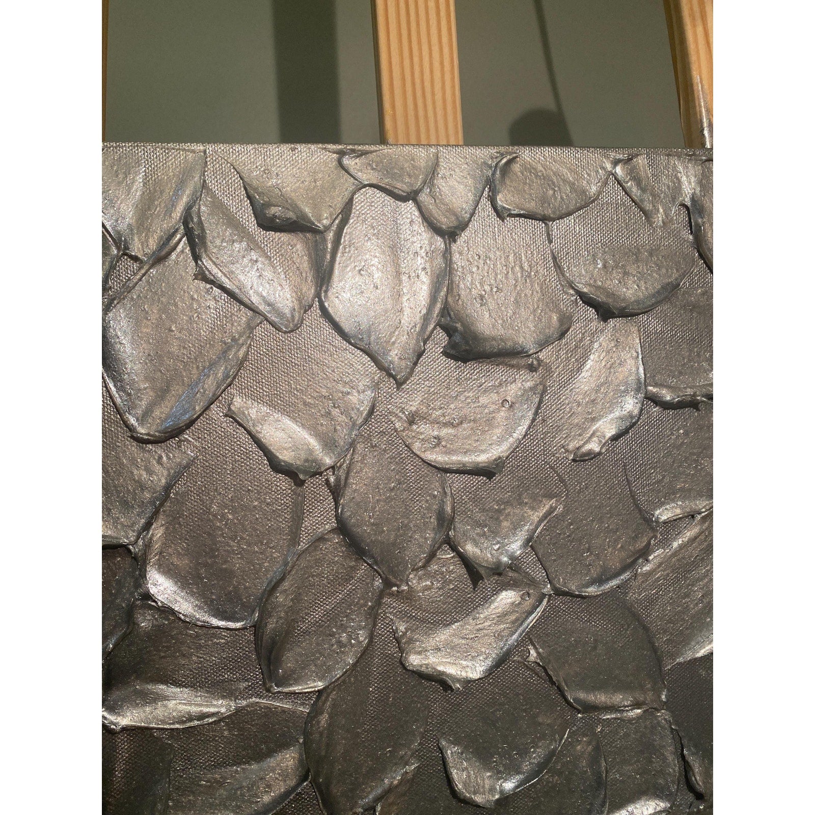 ORIGINAL Textured Silver Painting Abstract , Impasto Art on Canvas, 20x20 Susanna Shap