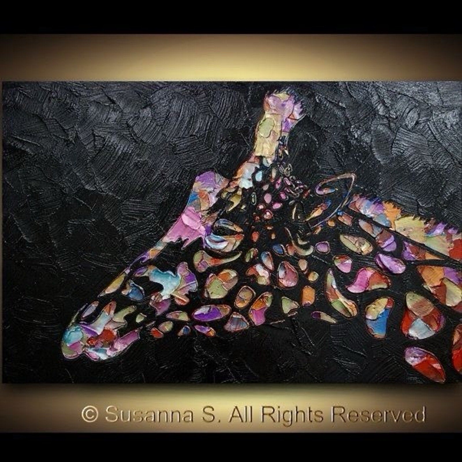 Original Abstract Giraffe Painting MADE2ORDER Black Multi Colored impasto Textured Art