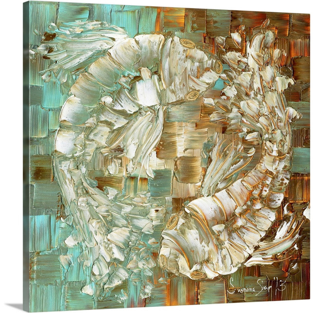 koi fish Art Blue Brown large Wall art PRINT on stretched canvas-susanna shap