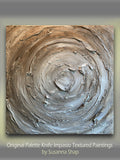 Coffee and cream latte- brown abstract textured art ORIGINAL painting on canvas mixed media impasto Palette knife Art 24x24” by Susanna Shap