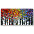 Multicolor Birch trees Landscape Art Abstract Expressionist Wall Art, Fine Art Giclee PRINT on canvas by Susanna Shap