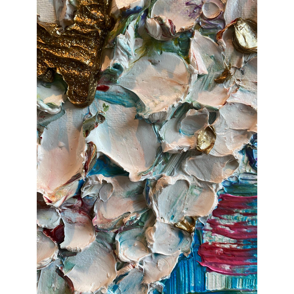 Original Heart Key Textured Painting: Impasto Palette Knife Art (18"x24")