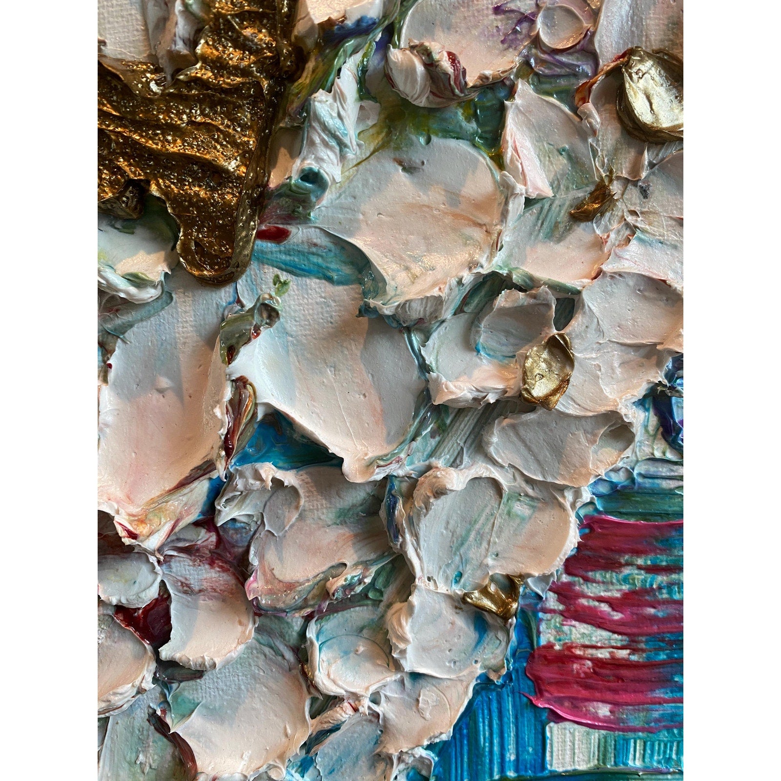 Original Heart Key Textured Painting: Impasto Palette Knife Art (18"x24")