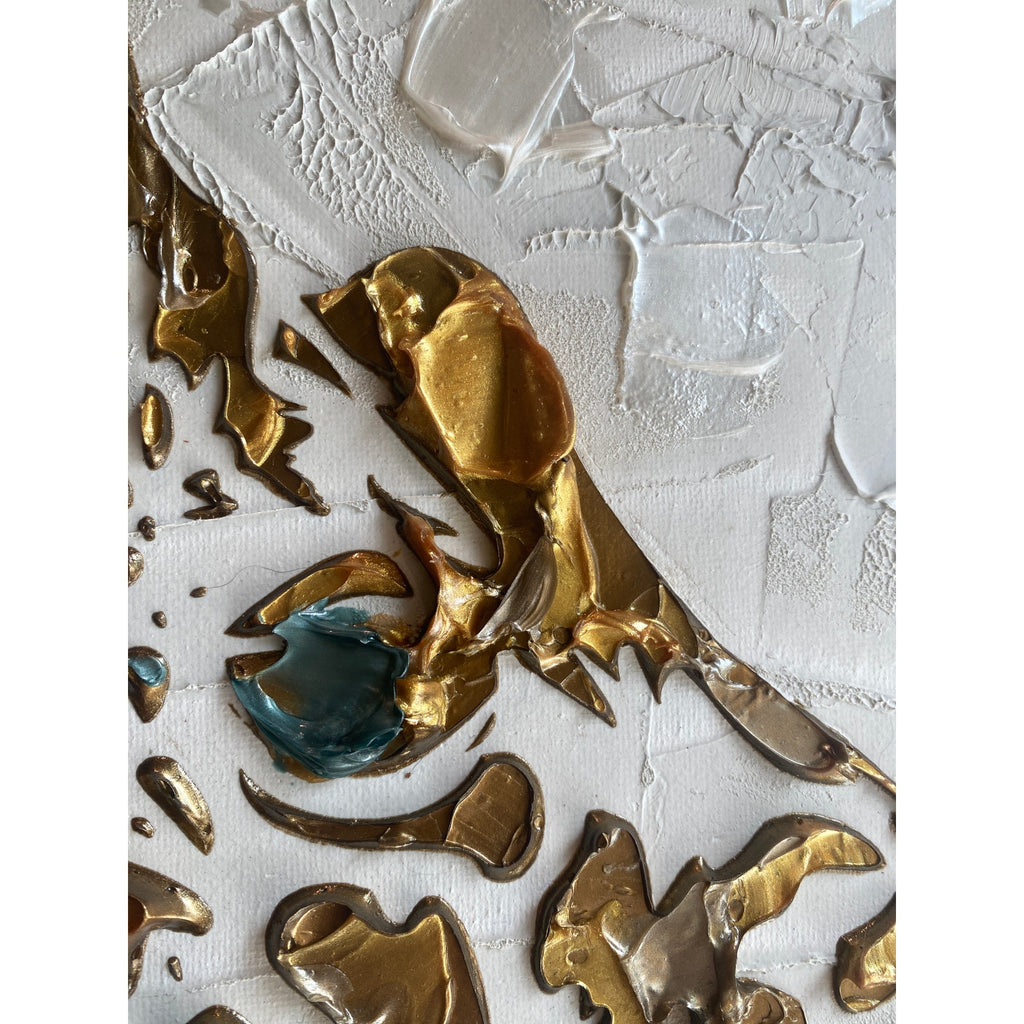Giraffe, ORIGINAL Animal Art Abstract White & Gold Textured painting, Handmade Canvas wall art by Susanna Shap