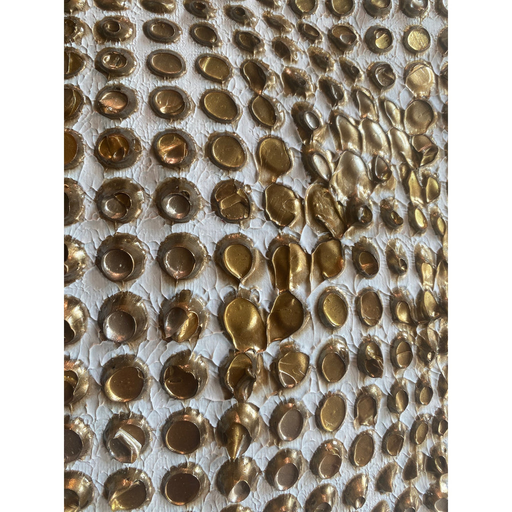 Abstract ORIGINAL Art White & Gold Textured painting, Handmade wall art, 12"x12"