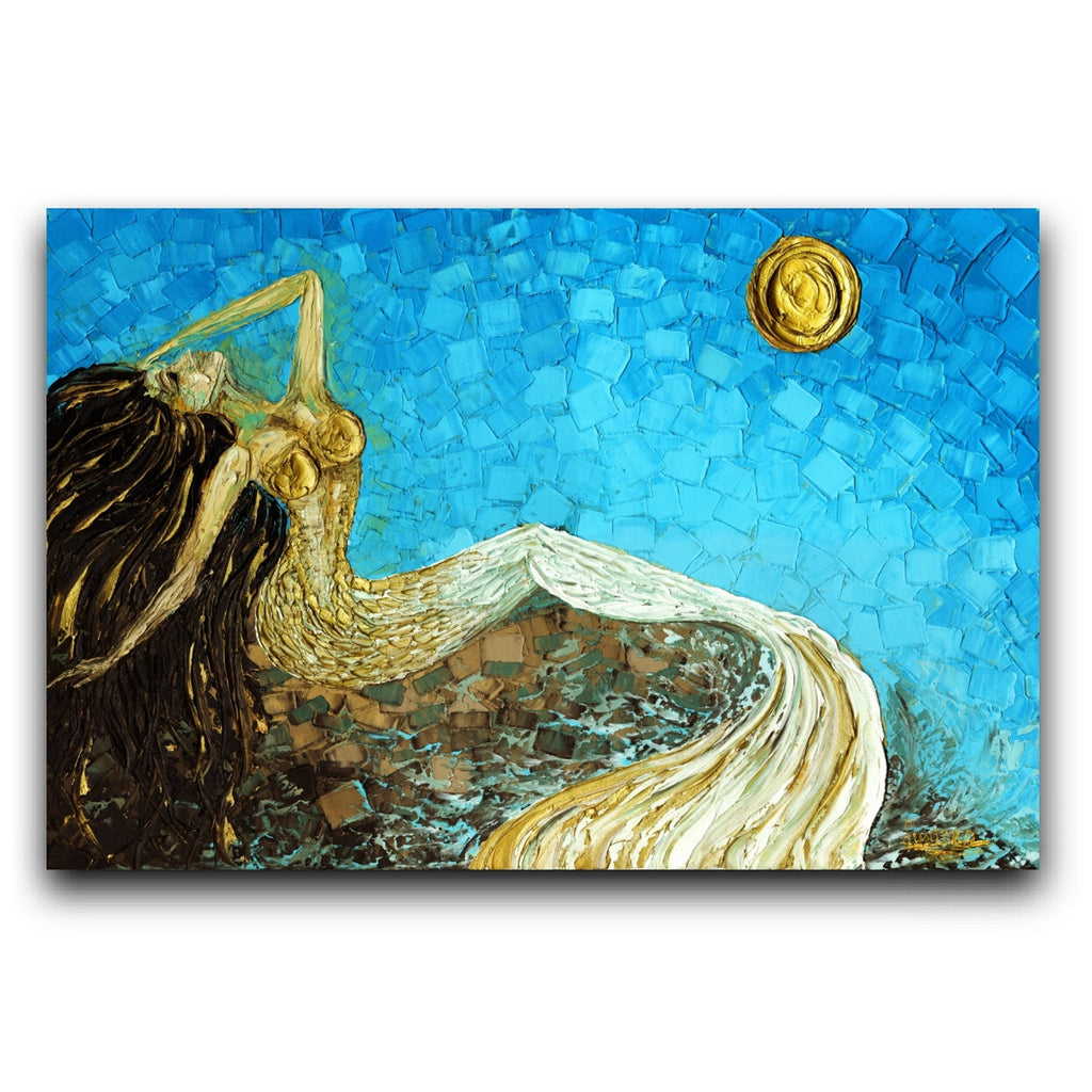 Mermaid Art, Ocean Seascape Fine art Gicleee PRINT Abstract Impressionist Wall Art on canvas  by Susanna Shap