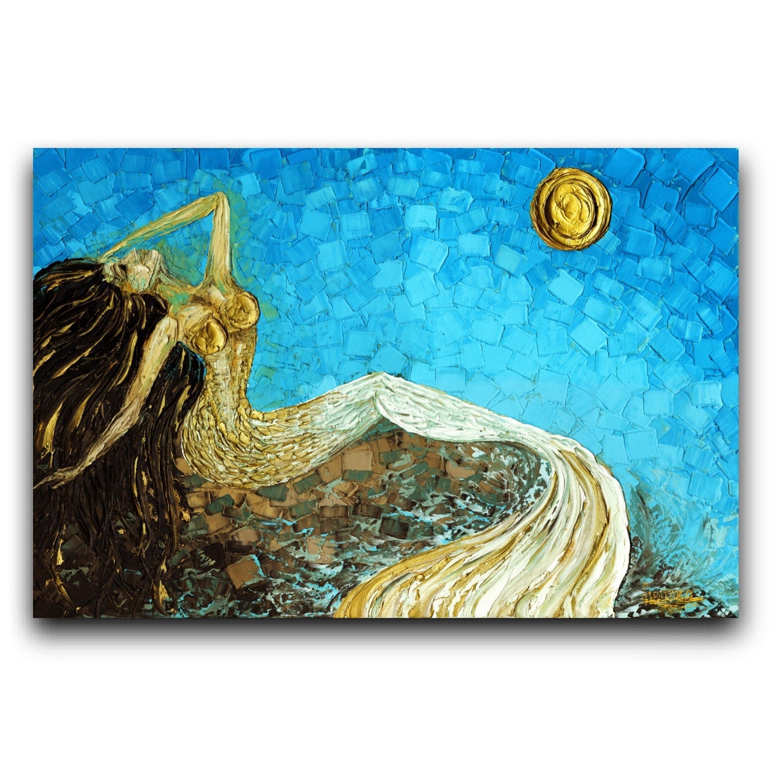 Mermaid Art Mythical Seascape Ocean Fantasy PRINT Abstract Wall Art canvas -Susanna Shap