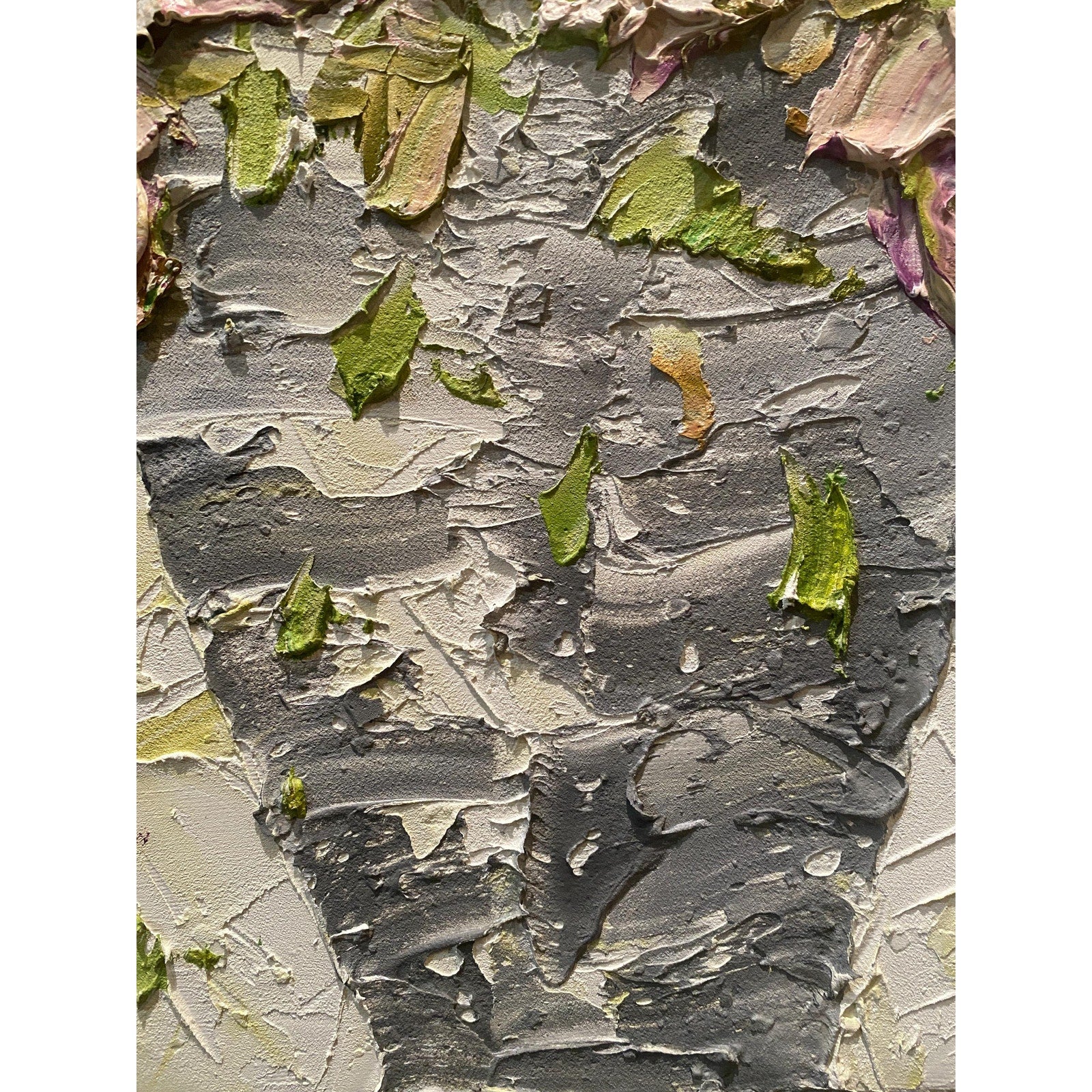 Mauve pink Roses floral oil painting bouquet still life ORIGINAL on canvas impasto Textured Palette knife Art 20x20" by Susanna Shap