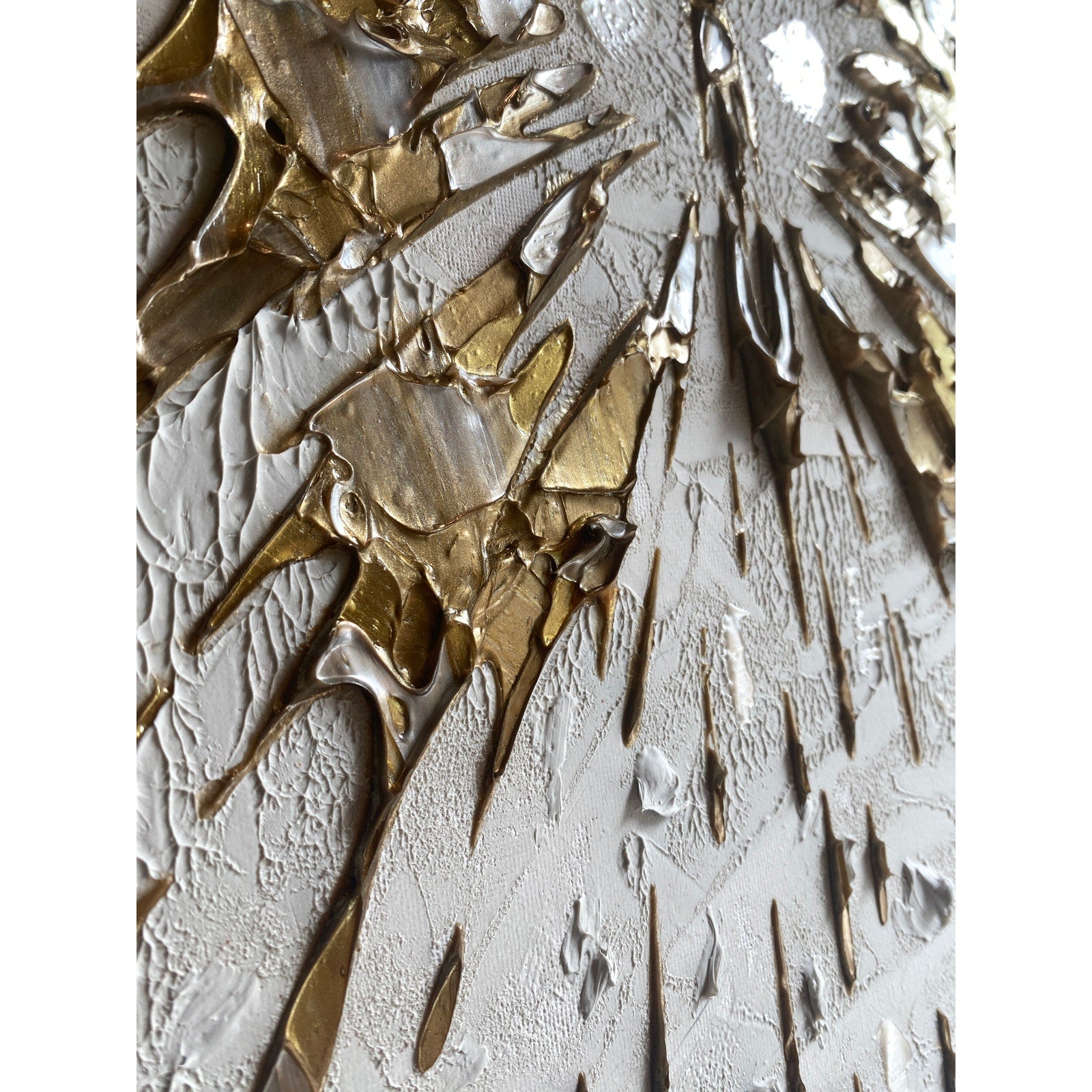 Butterfly Fairy ORIGINAL Art Abstract White & Gold Textured painting, HandMade Artwork Canvas wall art  16x20"