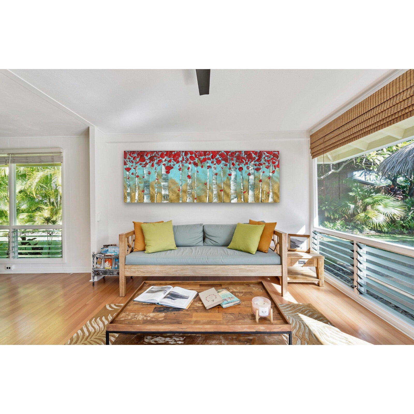 landscape Art Birch Trees art Panoramic Abstract Wall Art Canvas PRINT Trees