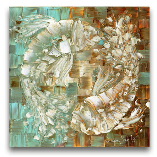 koi fish Art Blue Brown large Wall art PRINT on stretched canvas-susanna shap