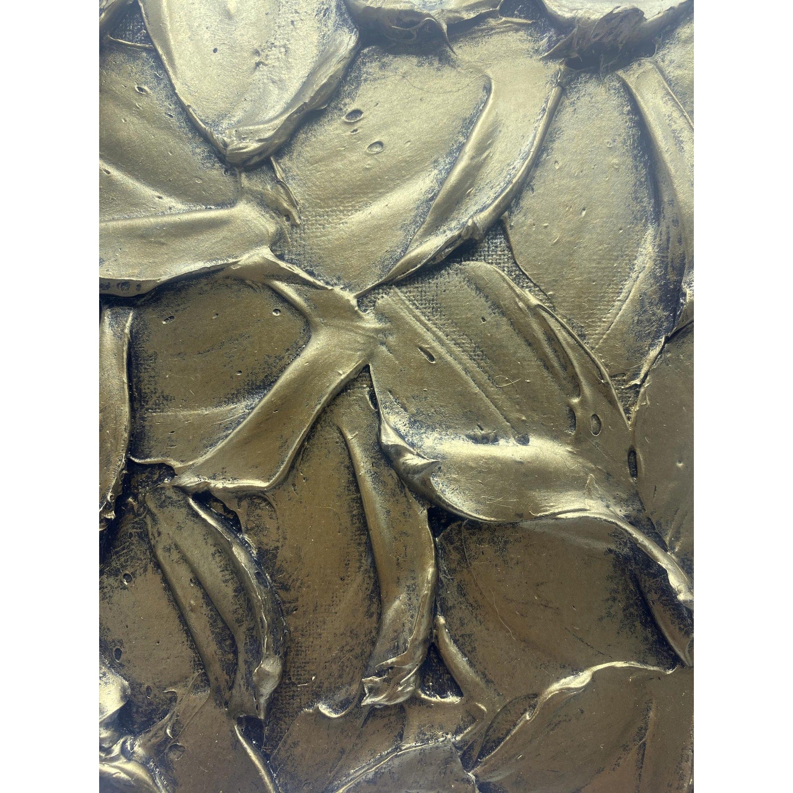 ORIGINAL Abstract Metallic Bronze Textured painting, Palette knife Impasto Small 8" x 8"