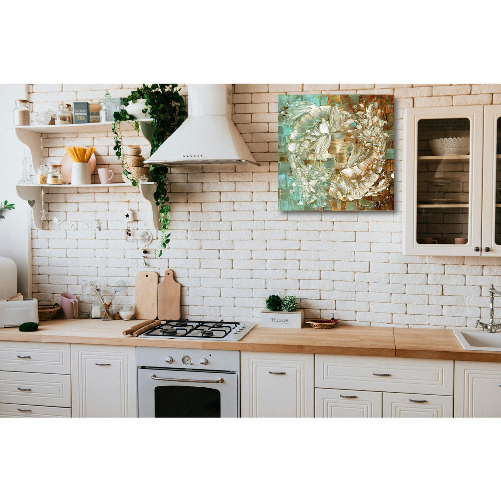 koi fish Art Blue Brown large Wall art PRINT on stretched canvas-susanna shap