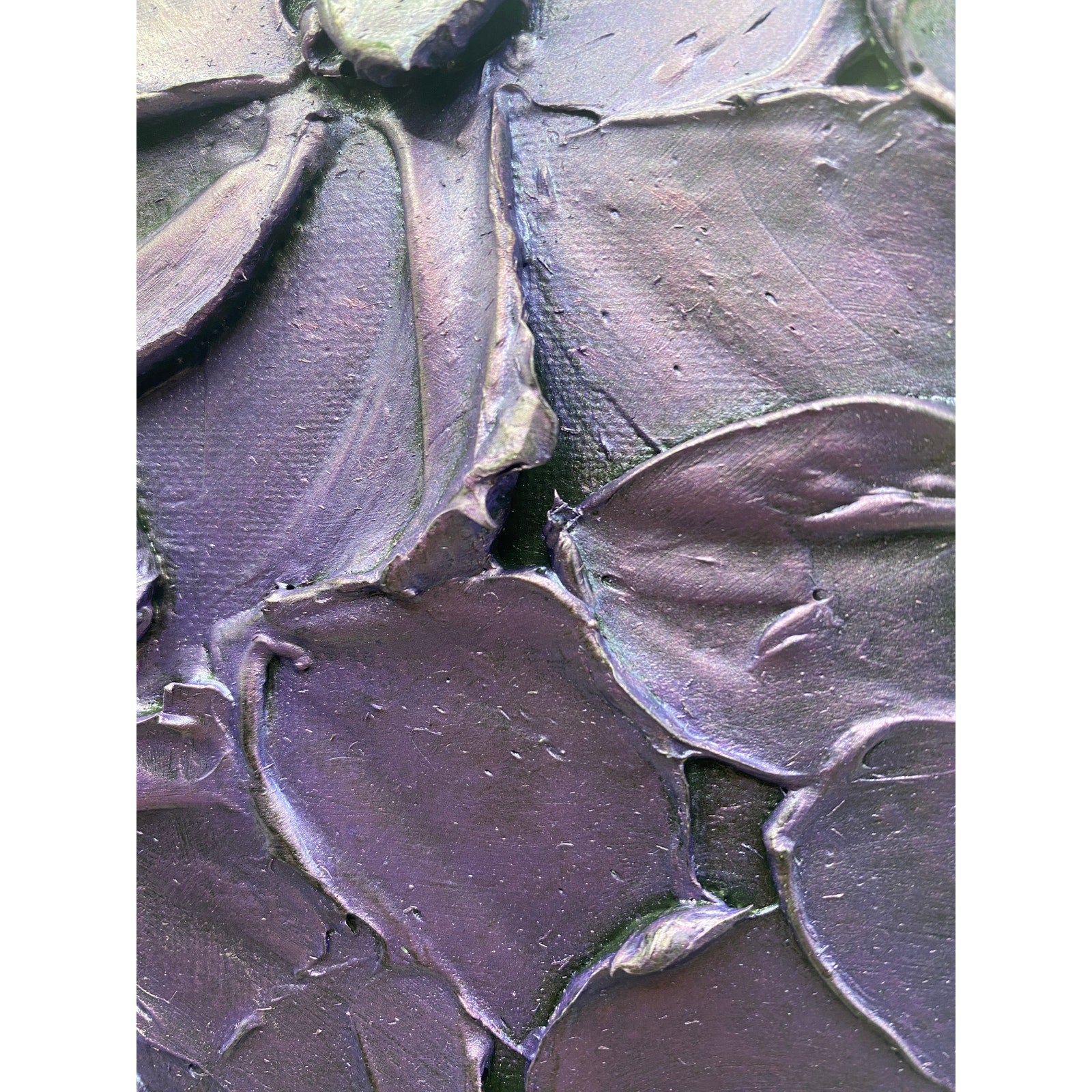 ORIGINAL Abstract Textured painting Metallic Amethyst Purple, Palette knife Impasto Small 8" x 8"