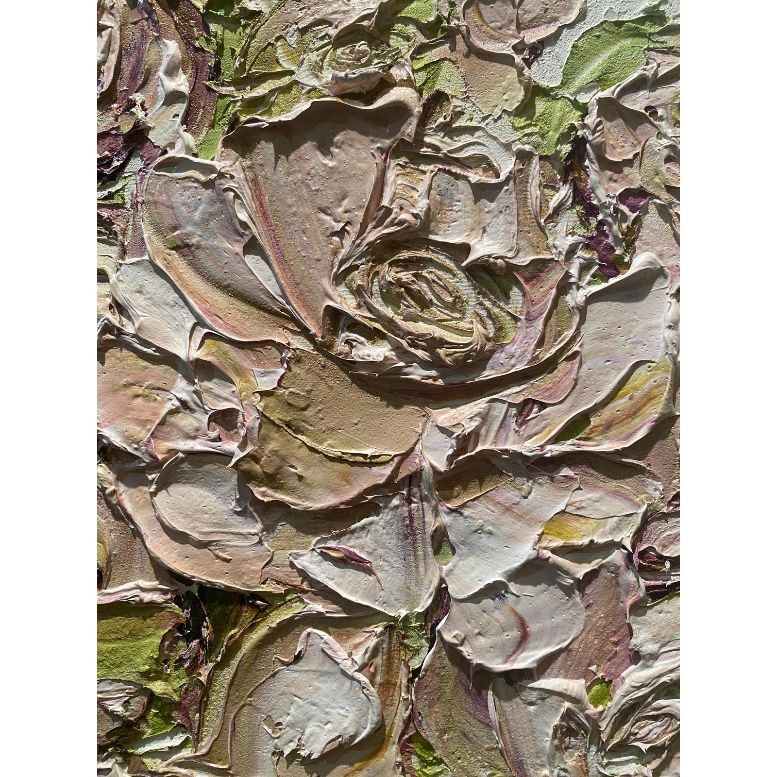 Mauve pink Roses floral oil painting bouquet still life ORIGINAL on canvas impasto Textured Palette knife Art 20x20" by Susanna Shap