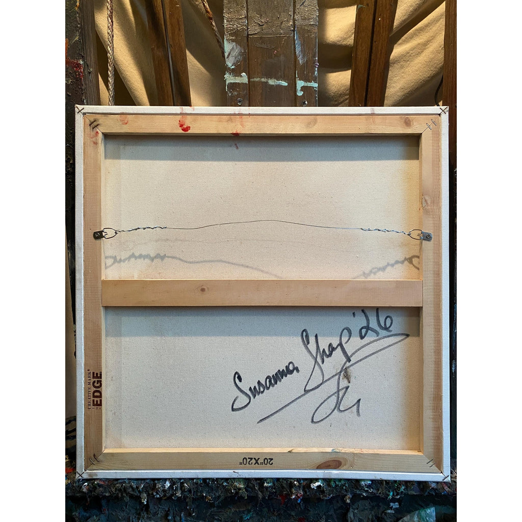 red poppies ORIGINAL abstract floral oil painting flowers landscape impasto Texture Palette knife Wall Art 20x20" Susanna Shap