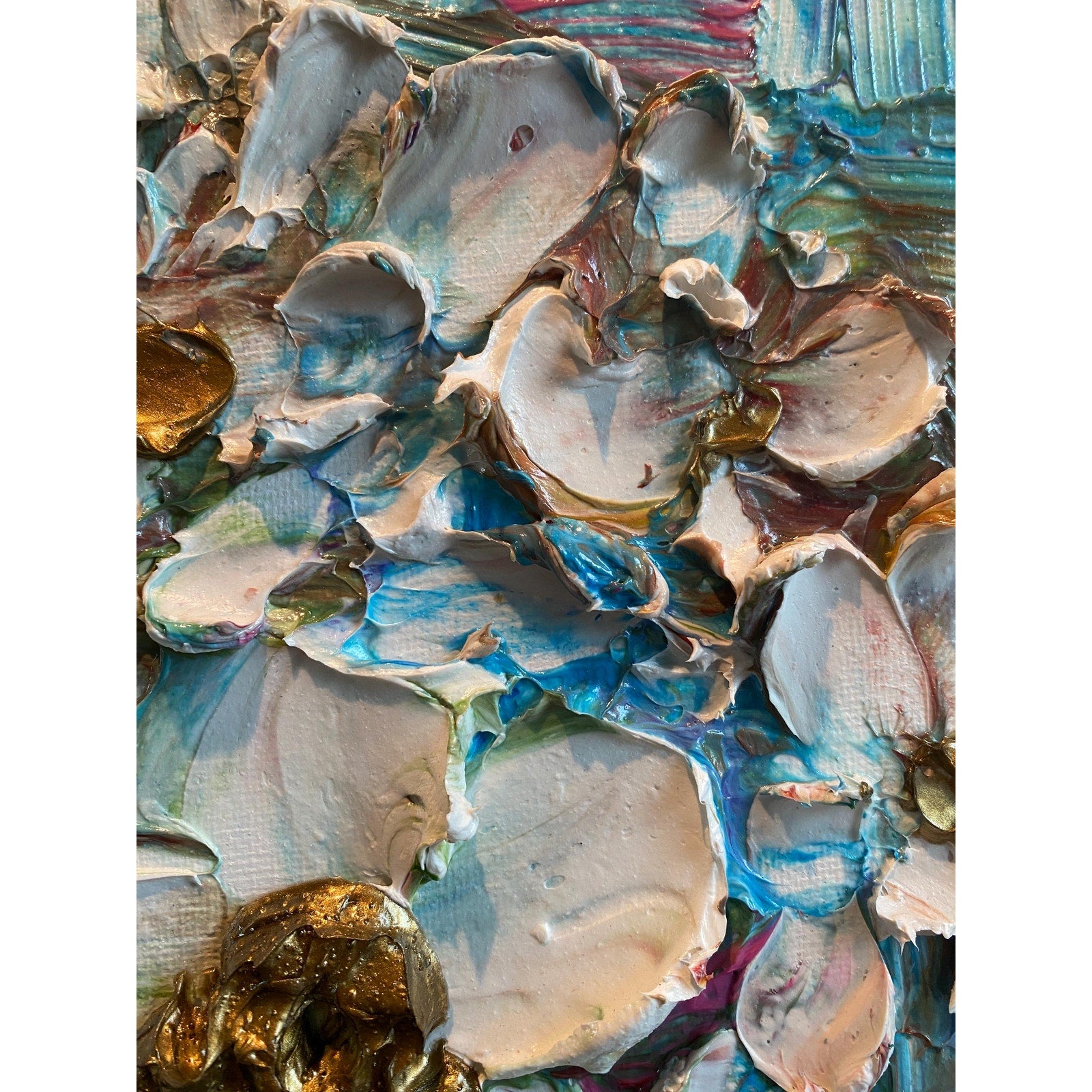 Original Heart Key Textured Painting: Impasto Palette Knife Art (18"x24")