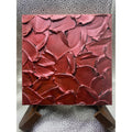 ORIGINAL Abstract Textured painting Metallic Ruby Red, Palette knife Impasto Small 8" x 8"