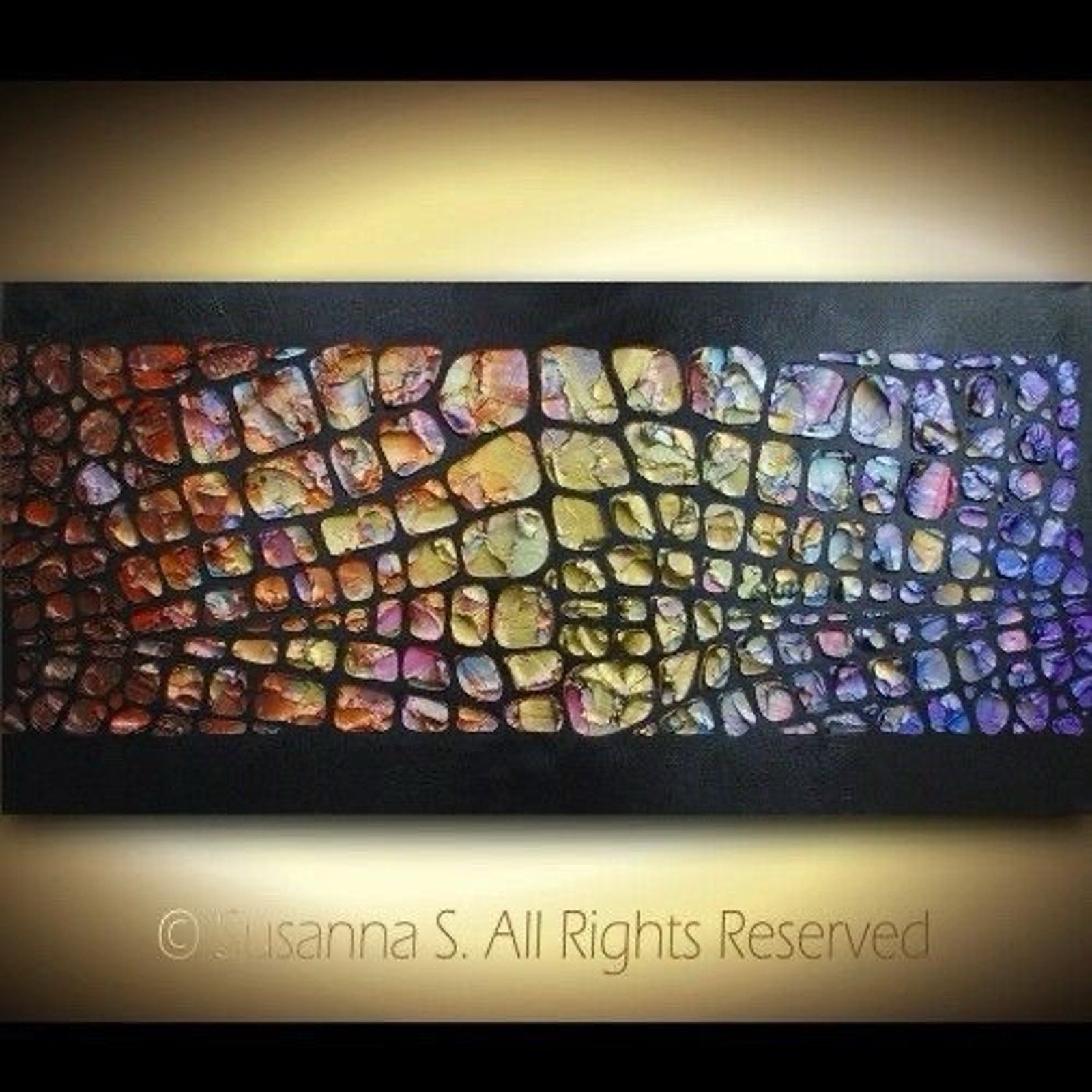 Original Textured Large Abstract Art MADE2ORDER Mosaic Painting Black MultiColor
