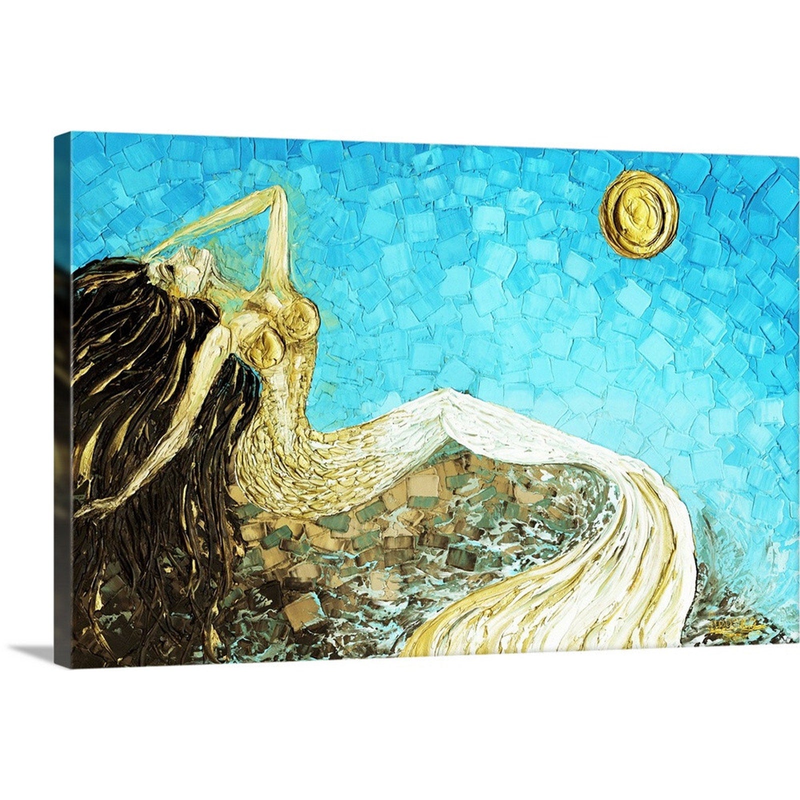 Mermaid Art Mythical Seascape Ocean Fantasy PRINT Abstract Wall Art canvas -Susanna Shap