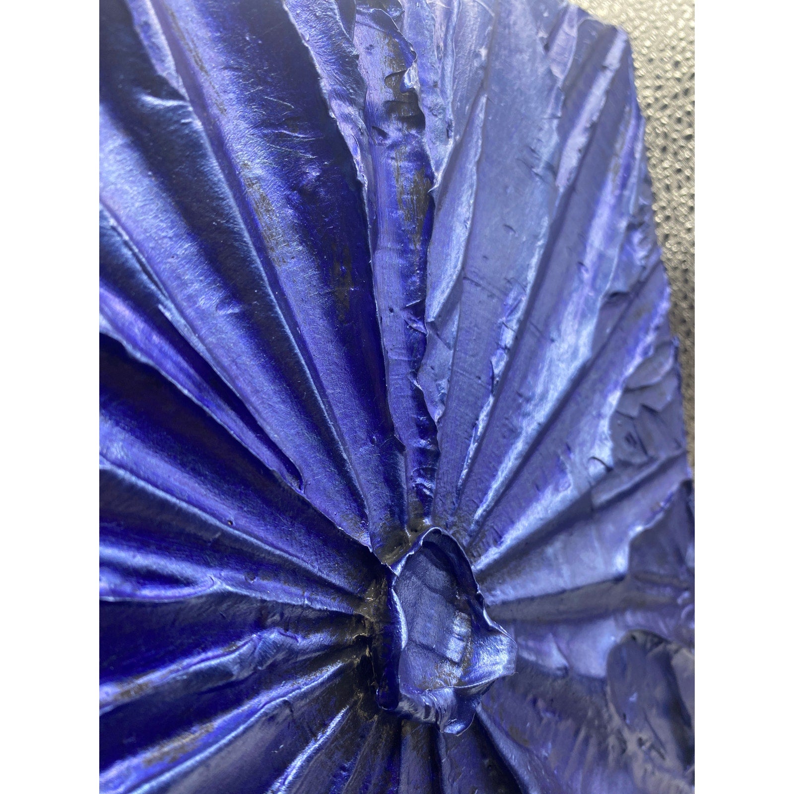 ORIGINAL Abstract Textured painting, Blue Sapphire, Metallic Palette knife Impasto Art, Small 8" x 10"