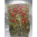 ORIGINAL Small Abstract Tree oil painting wood - red and brown - by Susanna Shap