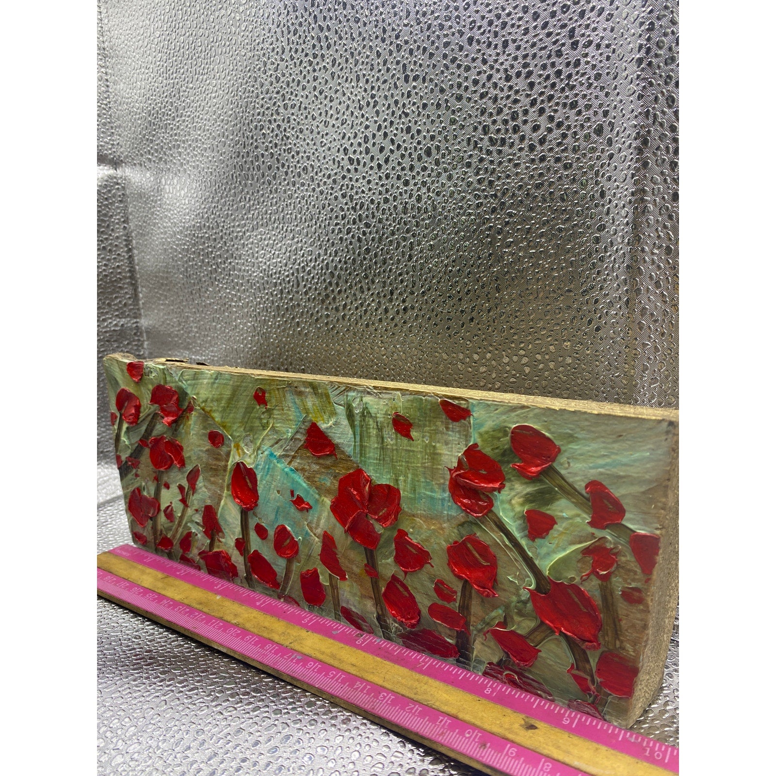 ORIGINAL Small Floral landscape oil painting, impasto on wood- by Susanna Shap