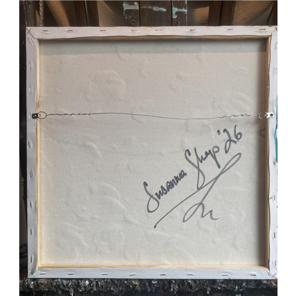 ORIGINAL floral oil painting, white poppies landscape on canvas impasto Textured Palette knife Wall Art 20x20" by Susanna Shap