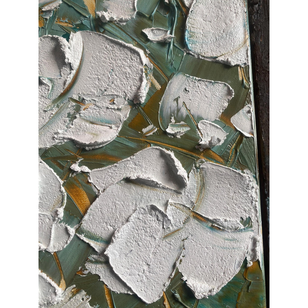 ORIGINAL floral oil painting, white poppies landscape on canvas impasto Textured Palette knife Wall Art 20x20" by Susanna Shap