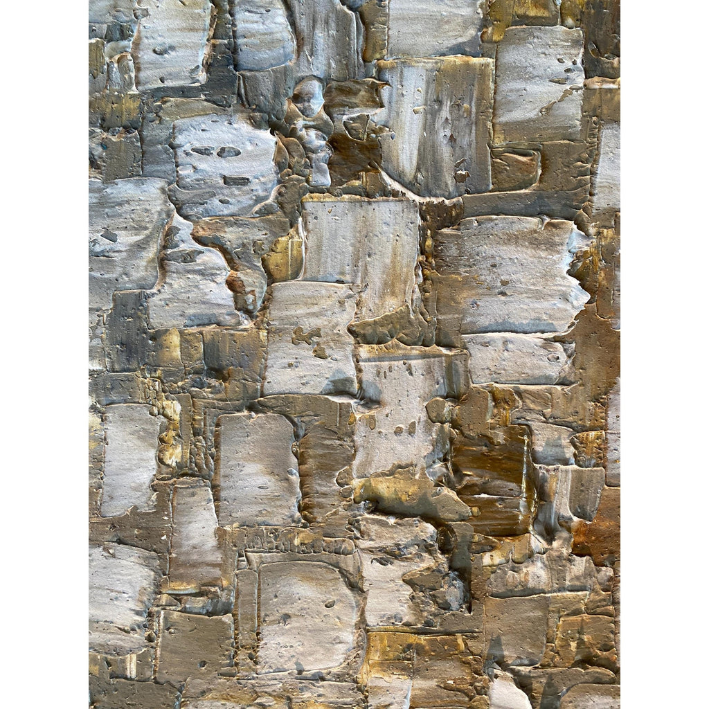 ORIGINAL Minimalist Large Abstract painting Neutral Beige Gray Squares Geometric Heavy Textured 36"x36" Palette knife Art- by Susanna Shap