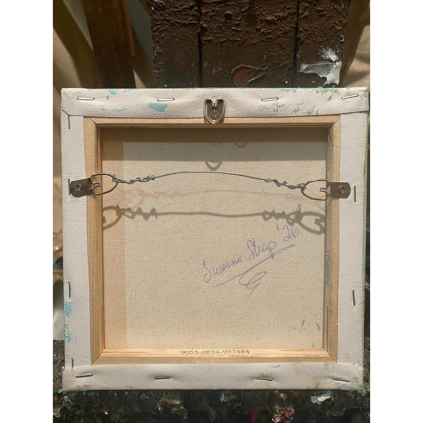 ORIGINAL small oil painting of dragonfly and red poppy flowers landscape on canvas Textured Palette knife art 8x8” by Susanna Shap