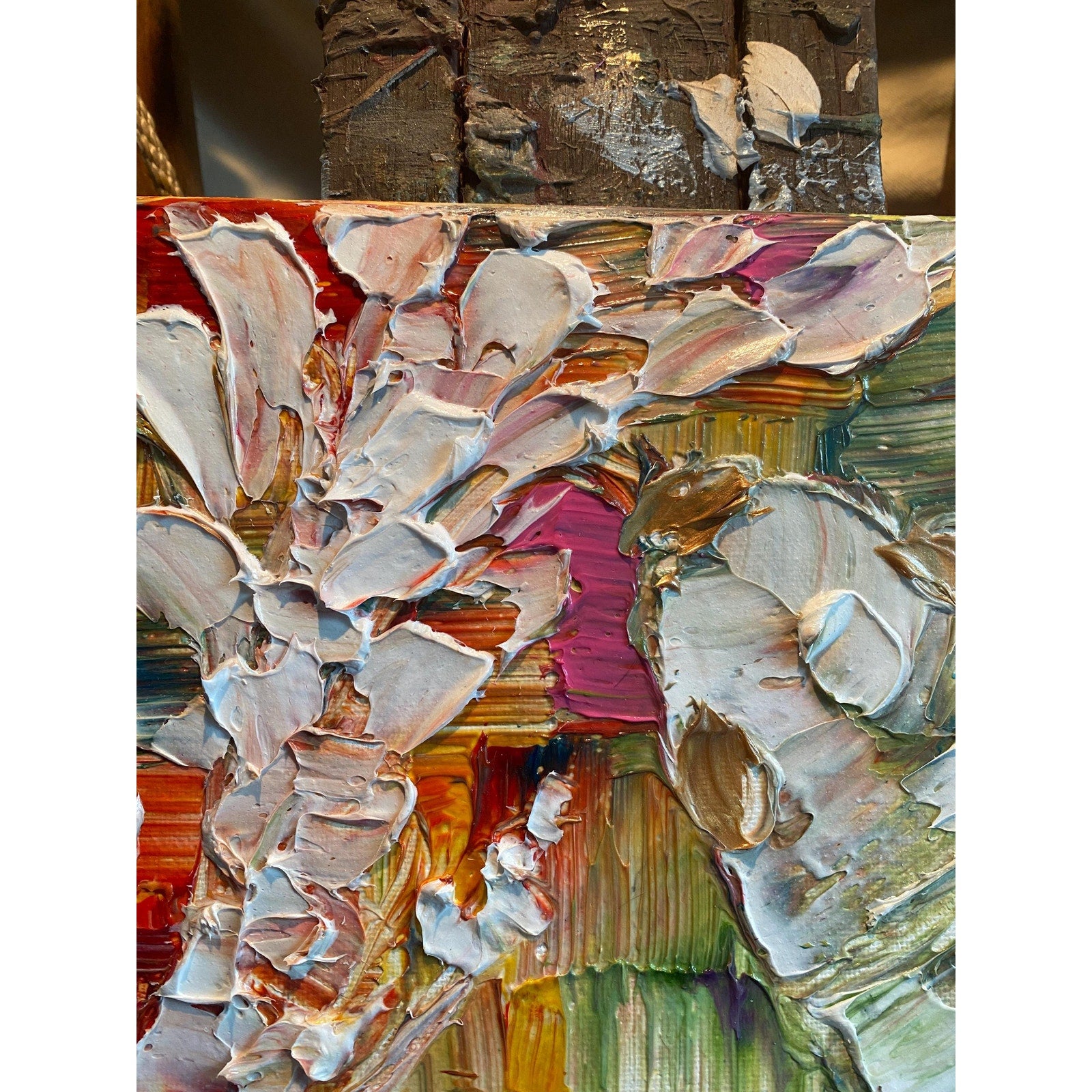 Original Koi Fish Painting: Textured Palette Knife impasto multicolored Fine Art (18"x24")