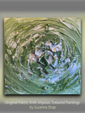 Green ice matcha latte- abstract textured art ORIGINAL painting on canvas mixed media impasto Palette knife Art 20x20” by Susanna Shap