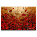 Red Poppies Floral Landscape, Fine art Giclee Print on canvas, Abstract impressionist Wall Art