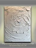 White minimalist abstract textured art ORIGINAL painting on canvas impasto Palette knife Art 18x24" by Susanna Shap