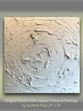 White minimalist abstract textured art ORIGINAL painting on canvas impasto Palette knife Art 24”x24" by Susanna Shap