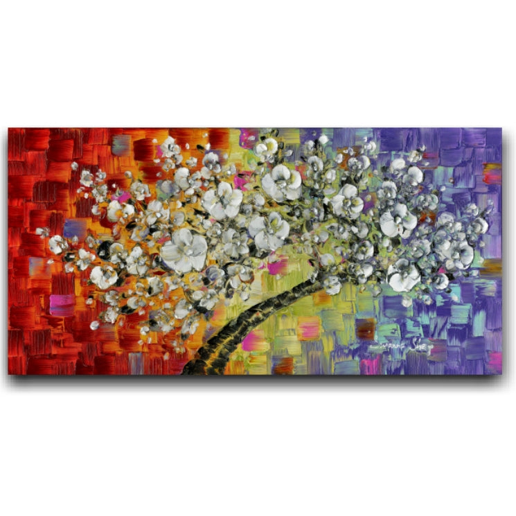 White Cherry Blossom Abstract multicolored tree art (no.1) Panoramic, Fine Art Giclee PRINT on canvas -Susanna Shap
