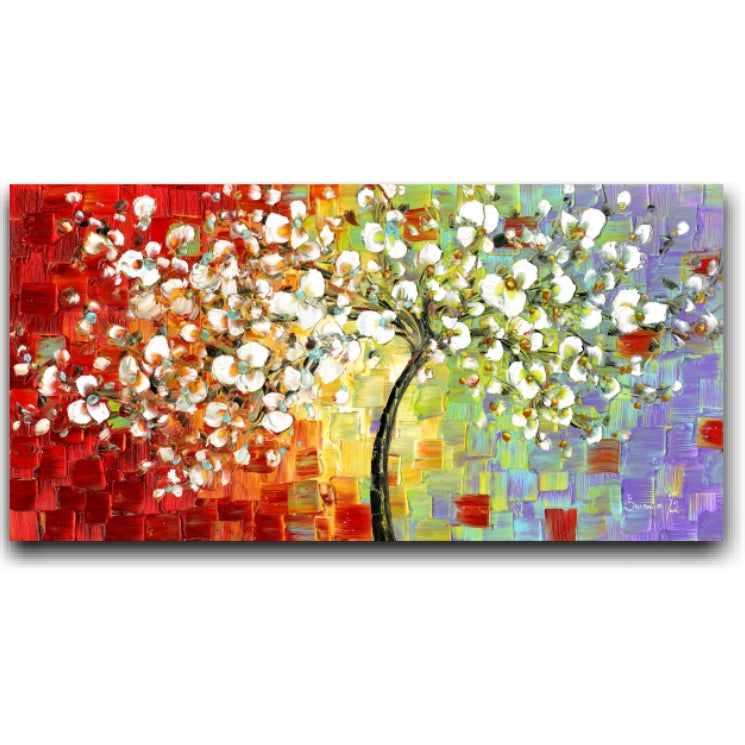 White Cherry Blossom Abstract multicolored tree art (no.3) Panoramic, Fine Art Giclee PRINT on canvas -Susanna Shap