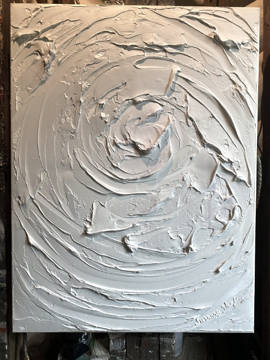White minimalist abstract textured art ORIGINAL painting on canvas impasto Palette knife Art 18x24" by Susanna Shap